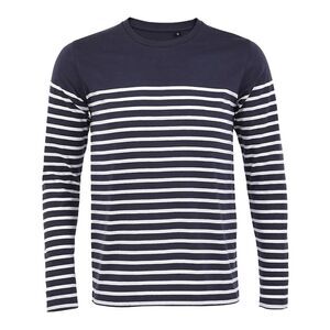 SOLS Mens Matelot Striped Long-Sleeved T-Shirt / French Navy/White